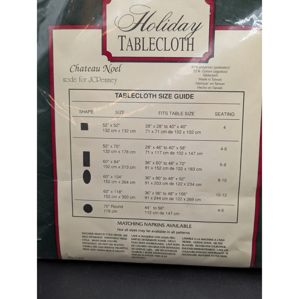 VTG NOS Holiday Christmas JCPenny Chateau Noel Tablecloth Oval 60